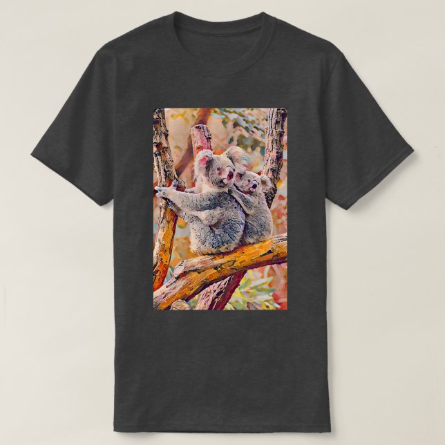Cute Koala Australian Oil Painting Marsupial Koala T-Shirt (Design Front)