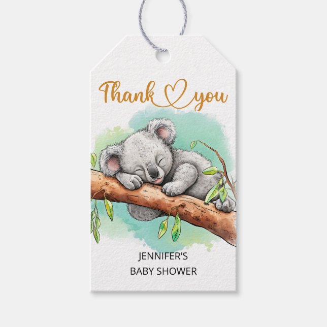 Cute Koala baby shower Gift Tags (Front)