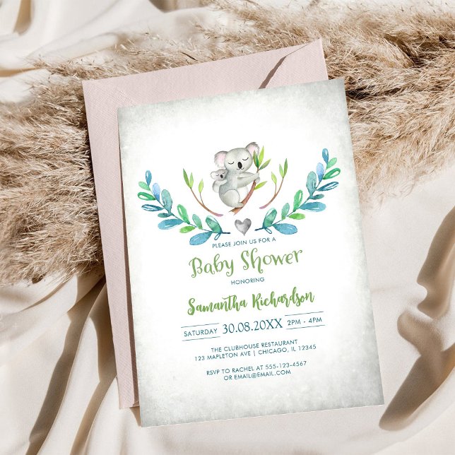 Cute Koala Baby Shower Invitation (Creator Uploaded)