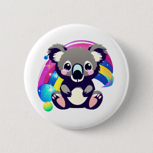 Cute Koala Bear and Rainbow 6 Cm Round Badge