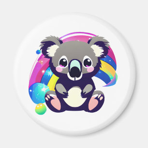 Cute Koala Bear and Rainbow Magnet