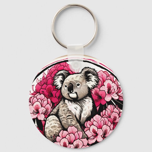 Cute Koala Bear Artwork Fun Koalas art             Key Ring (Front)