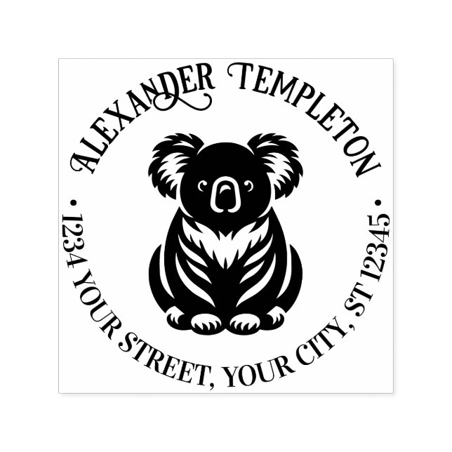 Cute Koala Bear Australia Name Return Address Self-inking Stamp (Design)