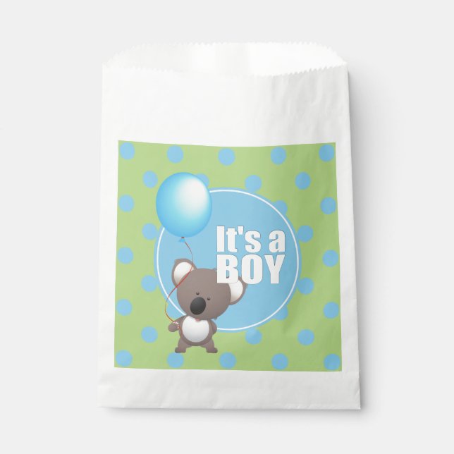 Cute Koala Bear Baby Boy Favour Bag (Front)