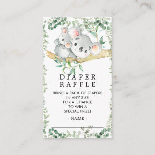 Cute Koala Bear Baby Shower Diaper Raffle Ticket Enclosure Card