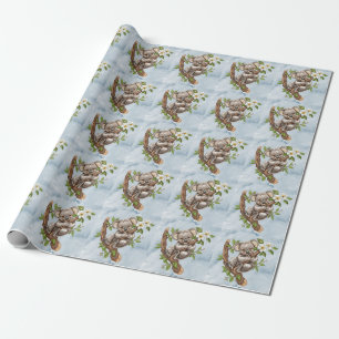 Cute Koala Bear Blue Watercolor Baby Shower Wrapping Paper