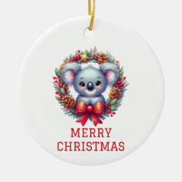 Cute Koala Bear Christmas Ceramic Ornament