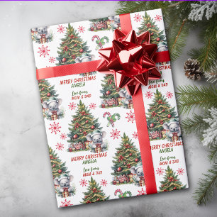 Cute Koala Bear Christmas Tree Kids Wrapping Paper