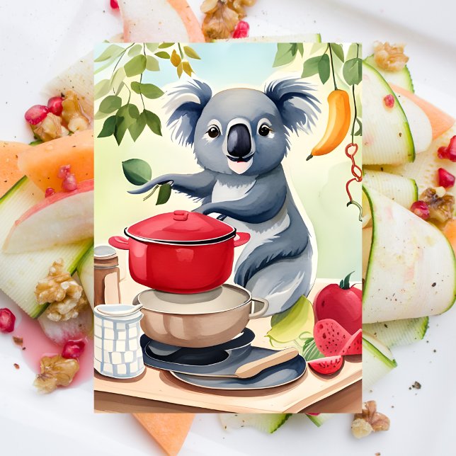 Cute Koala Bear cooking a dinner Postcard (Creator Uploaded)