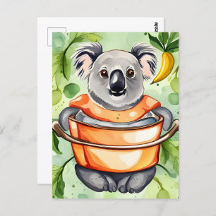 Cute Koala Bear cooking a dinner, Postcrossing Postcard