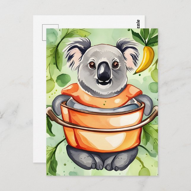 Cute Koala Bear cooking a dinner, Postcrossing Postcard (Front/Back)