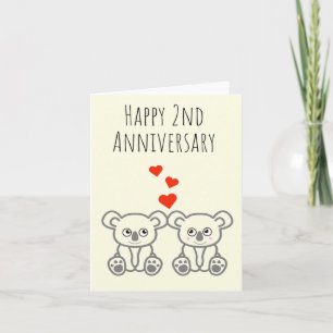 Cute Koala Bear Couple-Happy 2nd Anniversary Card
