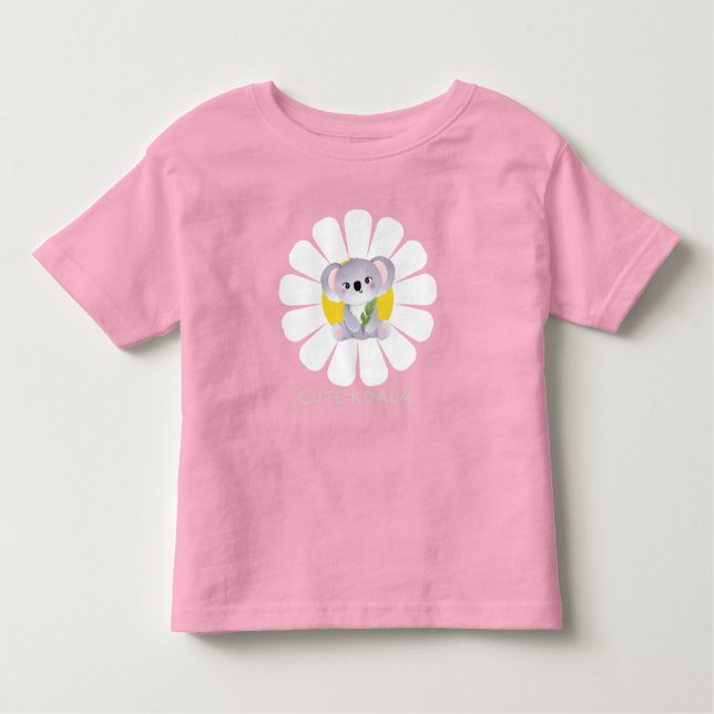 Cute koala Bear daisy flower Zoo Animal Love Toddler T-Shirt (Front)