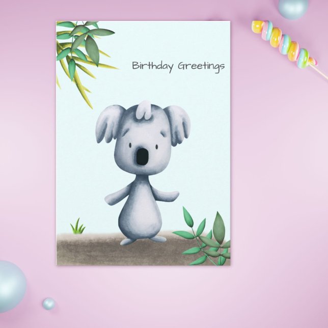 Cute Koala Bear Drawing Personalised Birthday Card (Creator Uploaded)