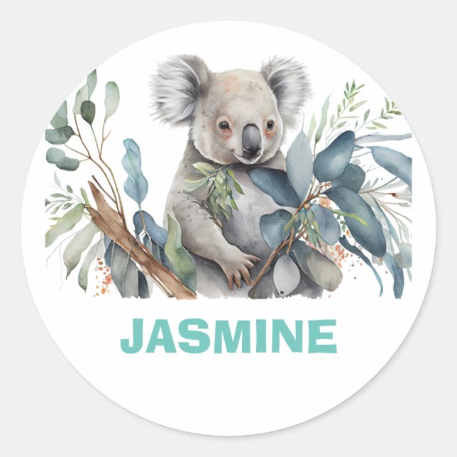 Cute koala  bear ,eucalyptus  classic round sticker (Front)