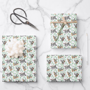 Cute Koala Bear Eucalyptus Leaves Baby Gift Wrapping Paper Sheet