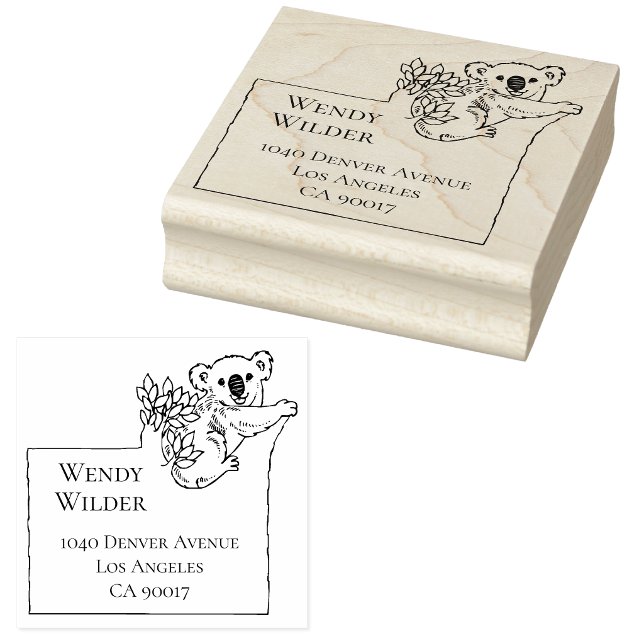 Cute Koala Bear Framed Return Address Stamp (Cute koala bear return address stamp.)