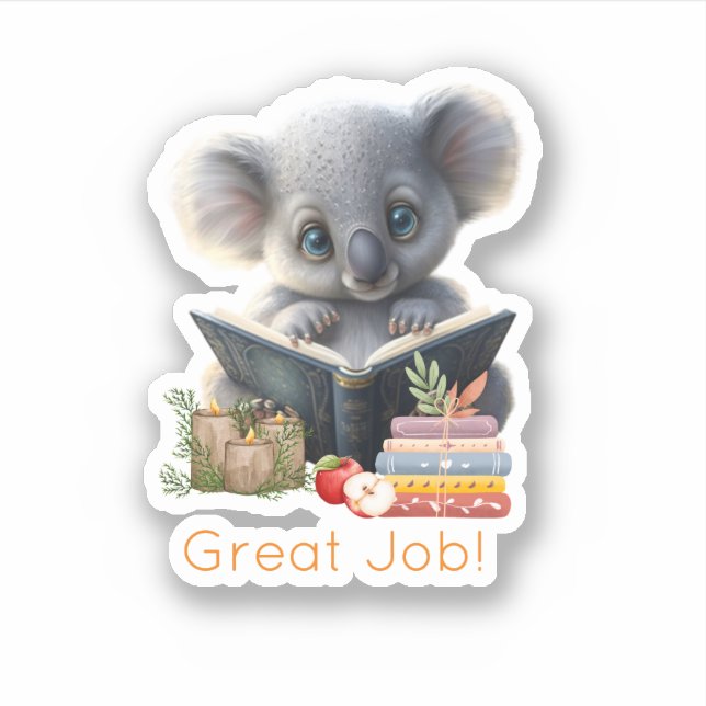 Cute Koala Bear Great Job Teacher Custom-Cut Vinyl (Front)
