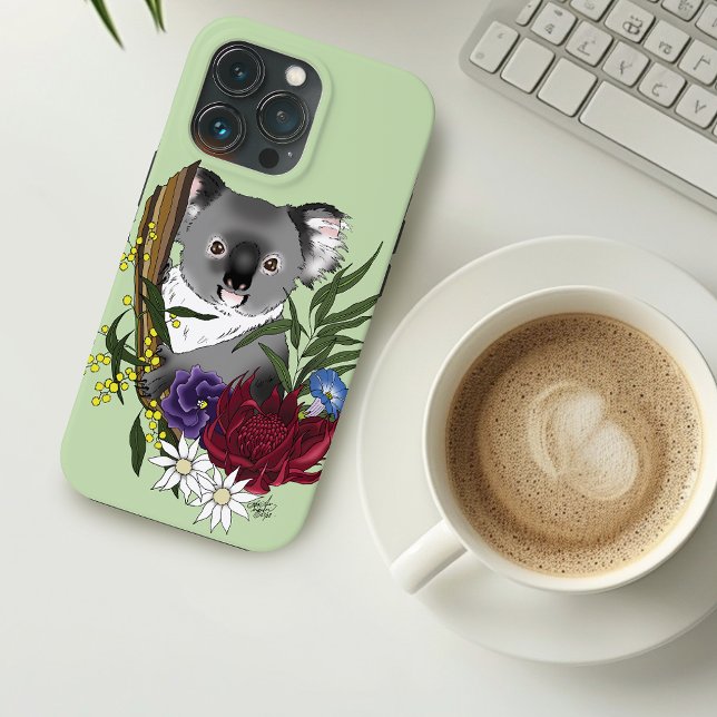 Cute Koala Bear Green Australian Wildlife Floral Case-Mate iPhone Case (Creator Uploaded)