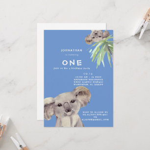 Cute Koala Bear Hang Out with Me Blue  Invitation