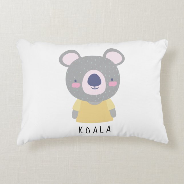 Cute Koala Bear Illustration - Customisable Decorative Cushion (Front)