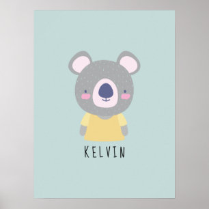 Cute Koala Bear Illustration - Customisable Poster