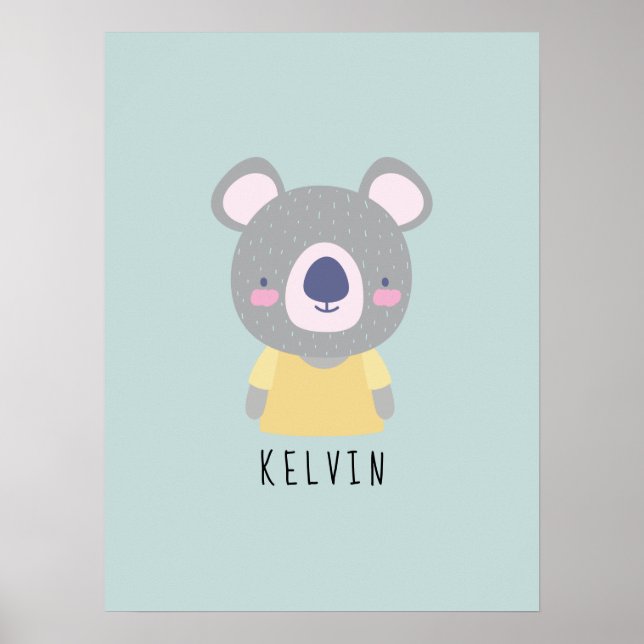 Cute Koala Bear Illustration - Customisable Poster (Front)