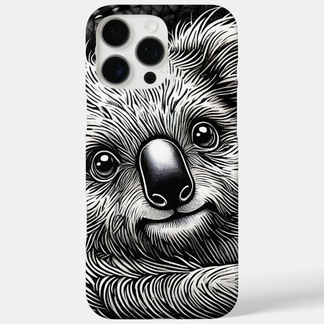 Cute Koala Bear Illustration on Leather Background Case-Mate iPhone Case (Back)