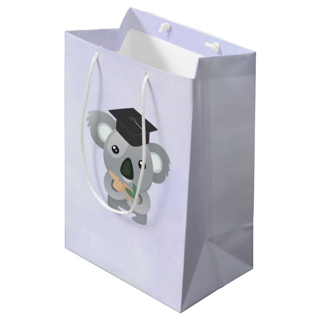 Cute Koala Bear in a Black Graduation Cap Medium Gift Bag (Front Angled)