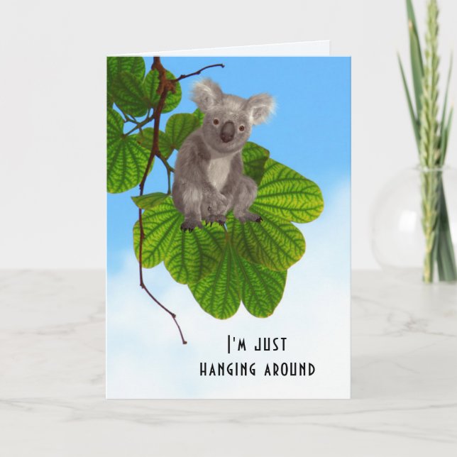 Cute Koala Bear In Tree Personalised Missing You Card (Front)