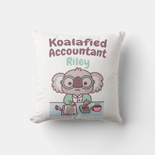 Cute Koala Bear Koalafied Accountant Funny Pun Cushion