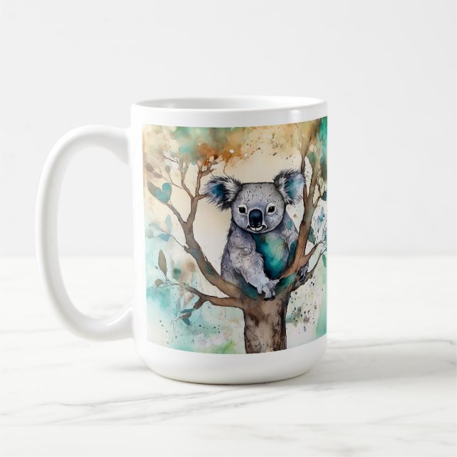 Cute Koala Bear Mug in Tree – Personalise (Left)