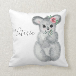 Cute Koala Bear Name Floral Modern Simple Cushion