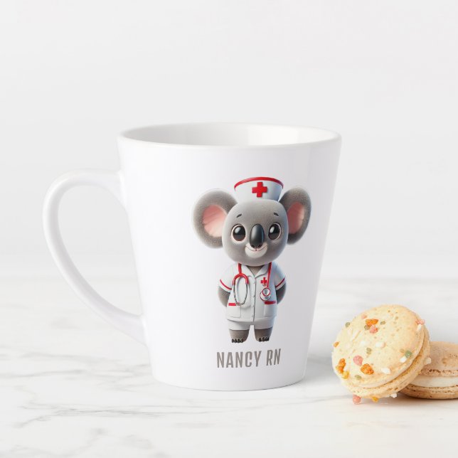 Cute Koala Bear Nurse Personalised Latte Mug (In Situ)