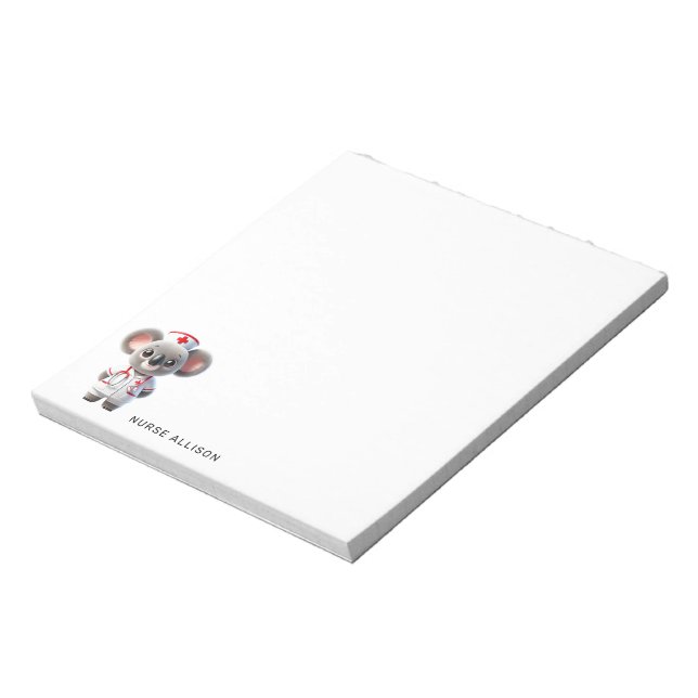 Cute Koala Bear Nurse Personalised Notepad (Rotated)