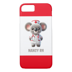 Cute Koala Bear Nurse with Red Stethoscope iPhone 8/7 Case