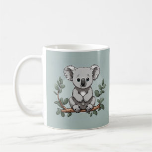 Cute koala bear on teal coffee mug