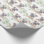 Cute Koala Bear On Tree Branch Wrapping Paper<br><div class="desc">This adorable design features cute baby koala beer on the tree branch on white background.</div>