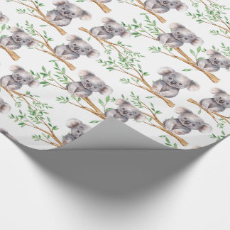 Cute Koala Bear On Tree Branch Wrapping Paper