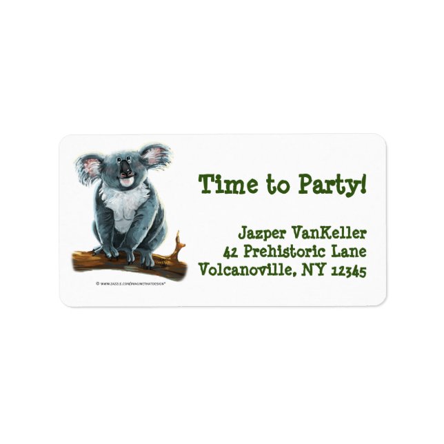 Cute Koala Bear Party Centre Label (Front)