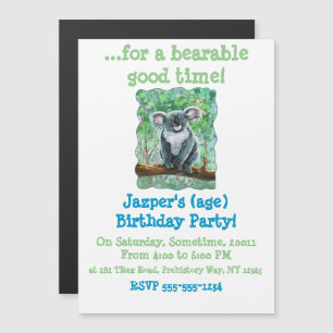 Cute Koala Bear Party Centre Magnetic Invitation