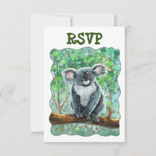 Cute Koala Bear Party Centre RSVP Card