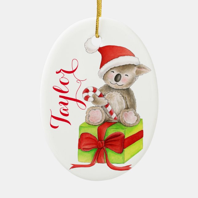 Cute koala bear personalised Christmas ornament (Front)
