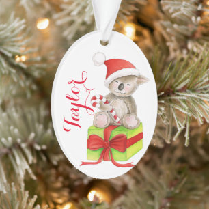 Cute koala bear personalised gift tag Christmas Ornament