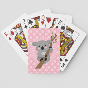 Cute Koala Bear - Pink Gray Girl Playing Cards
