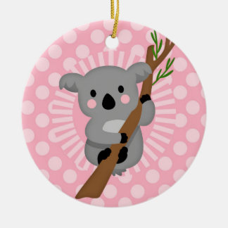 Cute Koala Bear - Pink Grey Girl Ceramic Ornament