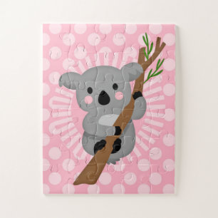 Cute Koala Bear - Pink Grey Girl Jigsaw Puzzle