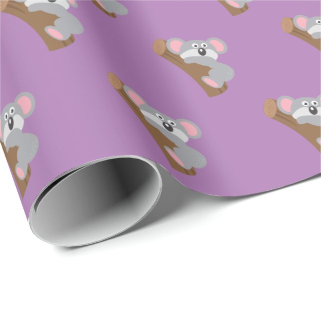Cute Koala Bear Purple Gift Wrapping Paper (Roll Corner)