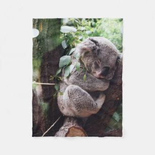 Cute Koala Bear relaxing in a Tree Fleece Blanket
