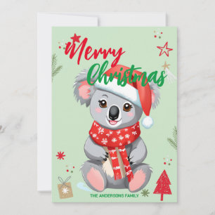 Cute Koala BEAR santaChristmas Holiday Family name